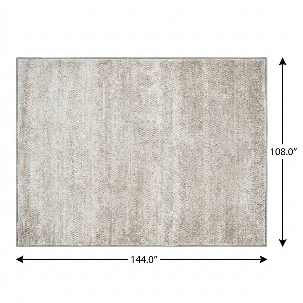 9' X 12' Ivory And Silver Geometric Shag Washable Area Rug With UV Protection - HomeRoots - Flyclothing LLC