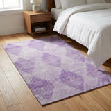 3' X 5' Lavender And Ivory Geometric Shag Washable Area Rug With UV Protection - HomeRoots - Flyclothing LLC