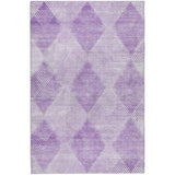 5' X 8' Lavender And Ivory Geometric Shag Washable Area Rug With UV Protection - HomeRoots - Flyclothing LLC