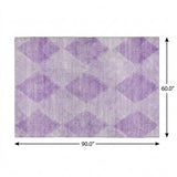 5' X 8' Lavender And Ivory Geometric Shag Washable Area Rug With UV Protection - HomeRoots - Flyclothing LLC