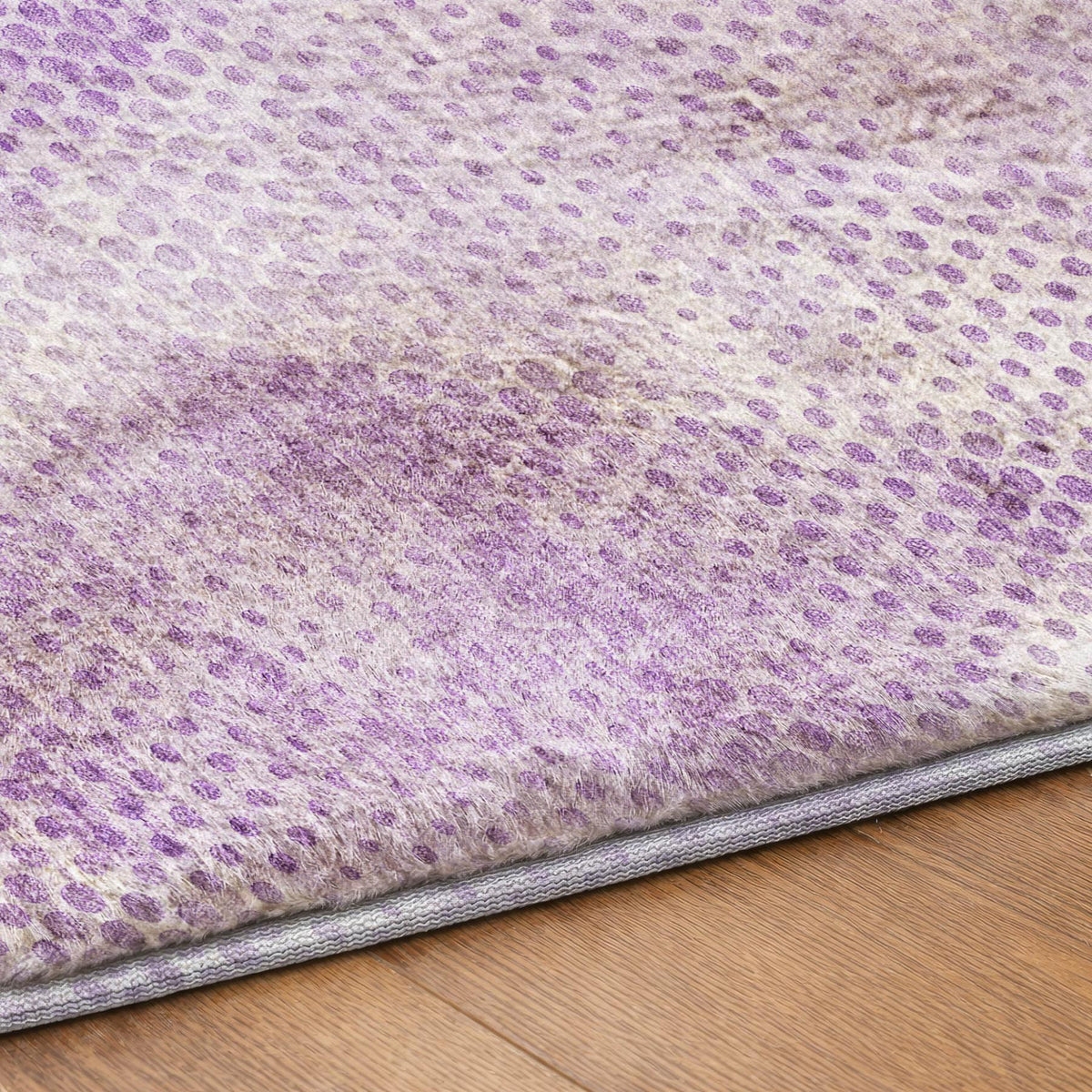 8' X 10' Lavender And Ivory Geometric Shag Washable Area Rug With UV Protection - HomeRoots - Flyclothing LLC