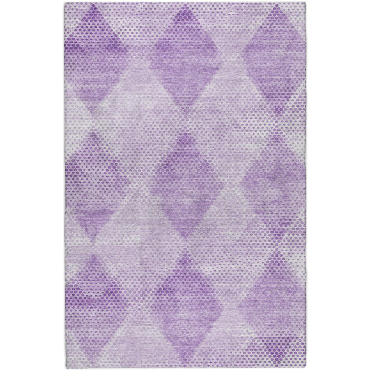 9' X 12' Lavender And Ivory Geometric Shag Washable Area Rug With UV Protection - HomeRoots - Flyclothing LLC