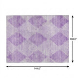 9' X 12' Lavender And Ivory Geometric Shag Washable Area Rug With UV Protection - HomeRoots - Flyclothing LLC