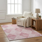 5' X 8' Merlot And Blush Geometric Shag Washable Area Rug With UV Protection - HomeRoots - Flyclothing LLC