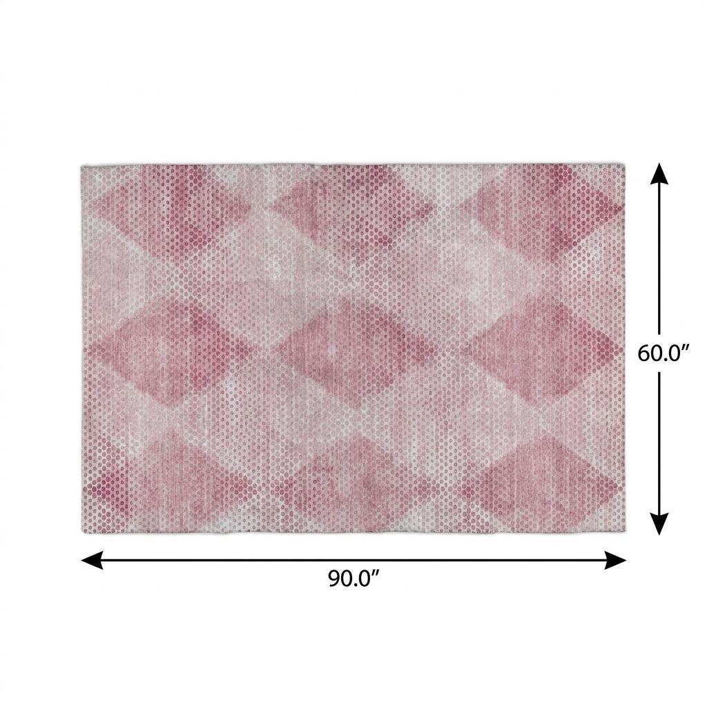5' X 8' Merlot And Blush Geometric Shag Washable Area Rug With UV Protection - HomeRoots - Flyclothing LLC