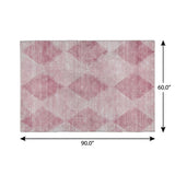 5' X 8' Merlot And Blush Geometric Shag Washable Area Rug With UV Protection - HomeRoots - Flyclothing LLC