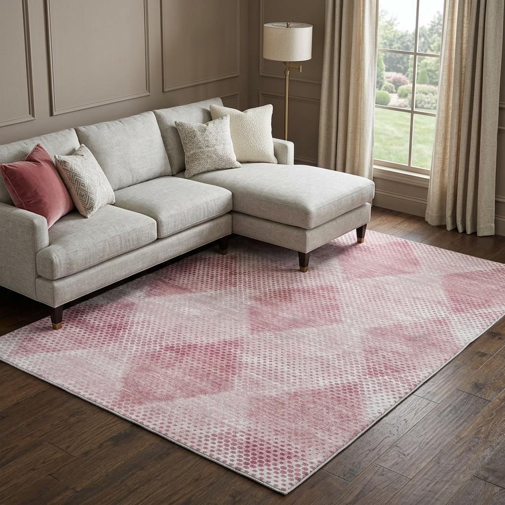8' X 10' Merlot And Blush Geometric Shag Washable Area Rug With UV Protection - HomeRoots - Flyclothing LLC