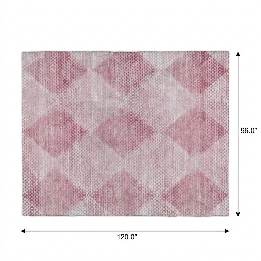 8' X 10' Merlot And Blush Geometric Shag Washable Area Rug With UV Protection - HomeRoots - Flyclothing LLC