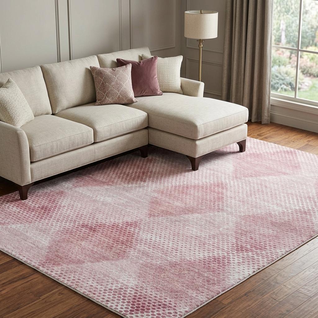 9' X 12' Merlot And Blush Geometric Shag Washable Area Rug With UV Protection - HomeRoots - Flyclothing LLC