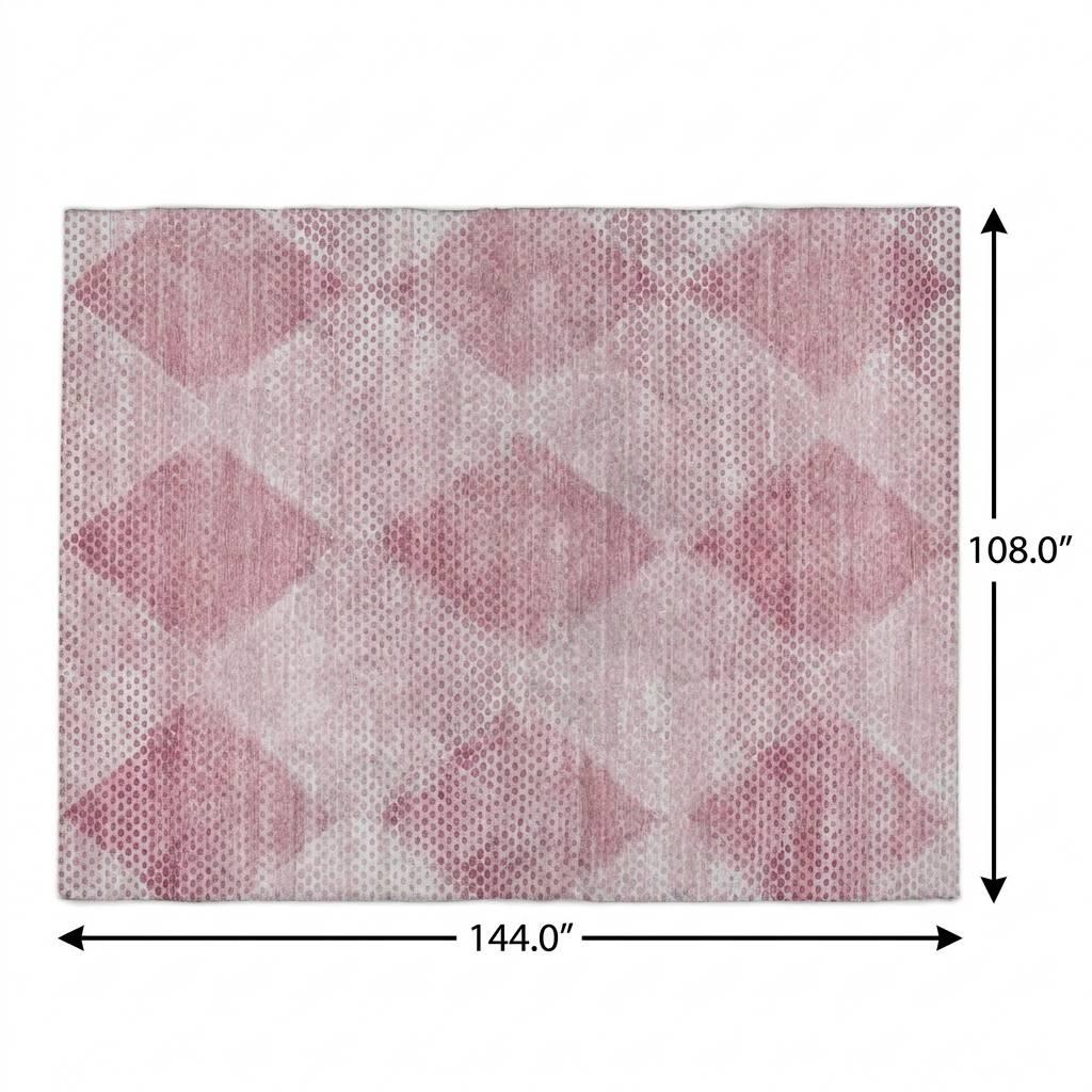 9' X 12' Merlot And Blush Geometric Shag Washable Area Rug With UV Protection - HomeRoots - Flyclothing LLC