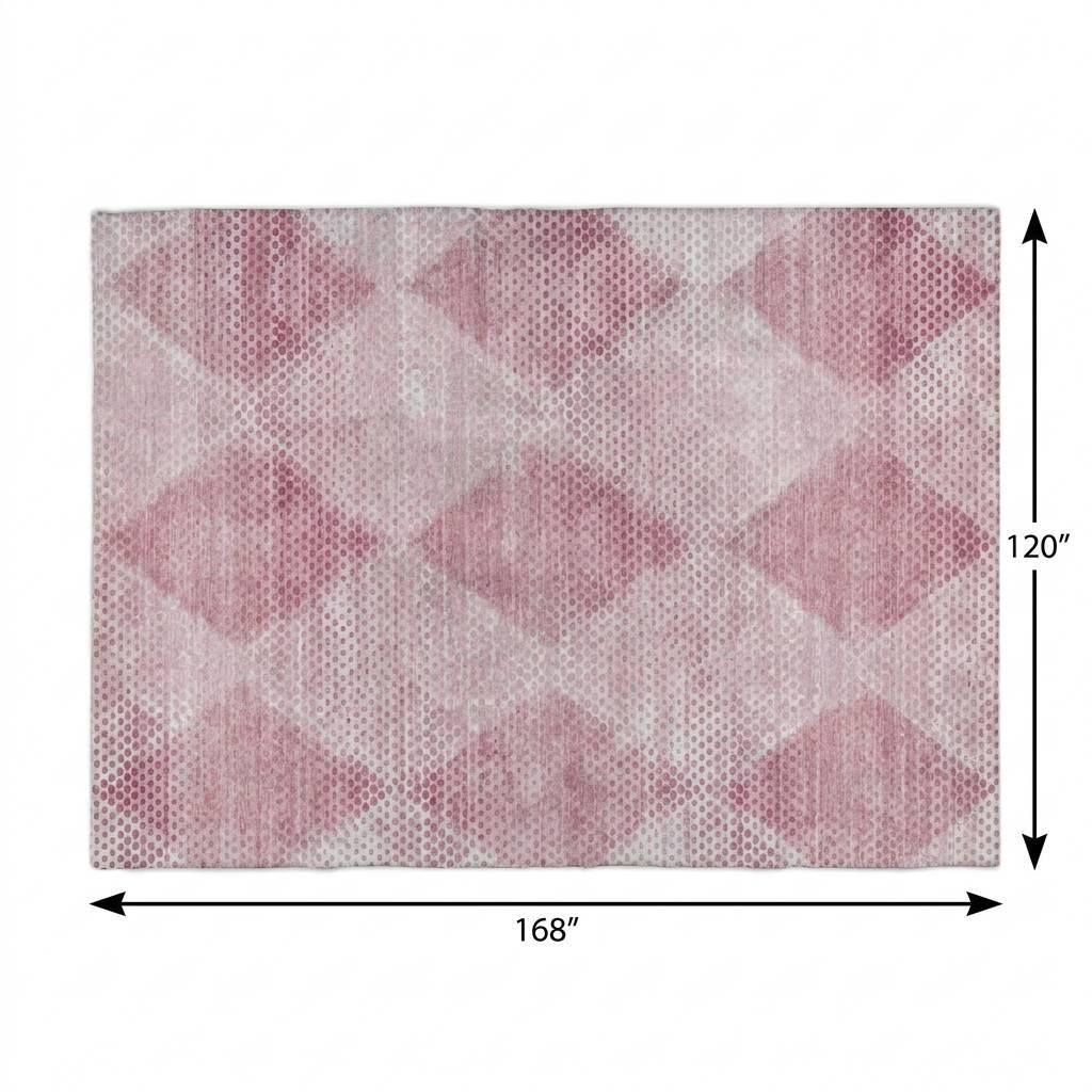 10' X 14' Merlot And Blush Geometric Shag Washable Area Rug With UV Protection - HomeRoots - Flyclothing LLC