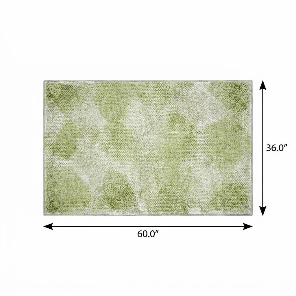 3' X 5' Mint Green And Ivory Geometric Shag Washable Area Rug With UV Protection - HomeRoots - Flyclothing LLC