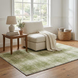 5' X 8' Mint Green And Ivory Geometric Shag Washable Area Rug With UV Protection - HomeRoots - Flyclothing LLC