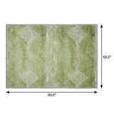 5' X 8' Mint Green And Ivory Geometric Shag Washable Area Rug With UV Protection - HomeRoots - Flyclothing LLC