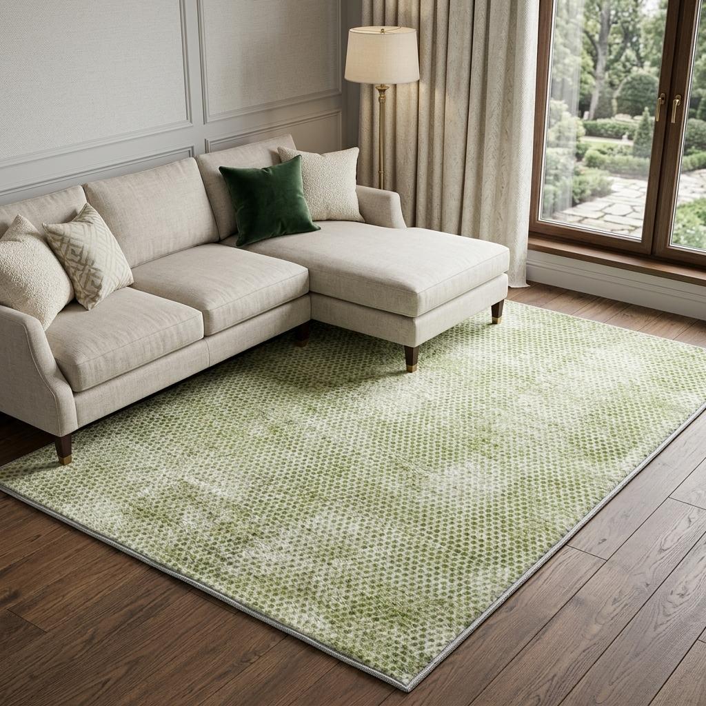 8' X 10' Mint Green And Ivory Geometric Shag Washable Area Rug With UV Protection - HomeRoots - Flyclothing LLC