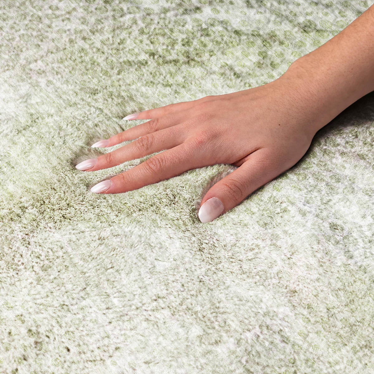 8' X 10' Mint Green And Ivory Geometric Shag Washable Area Rug With UV Protection - HomeRoots - Flyclothing LLC