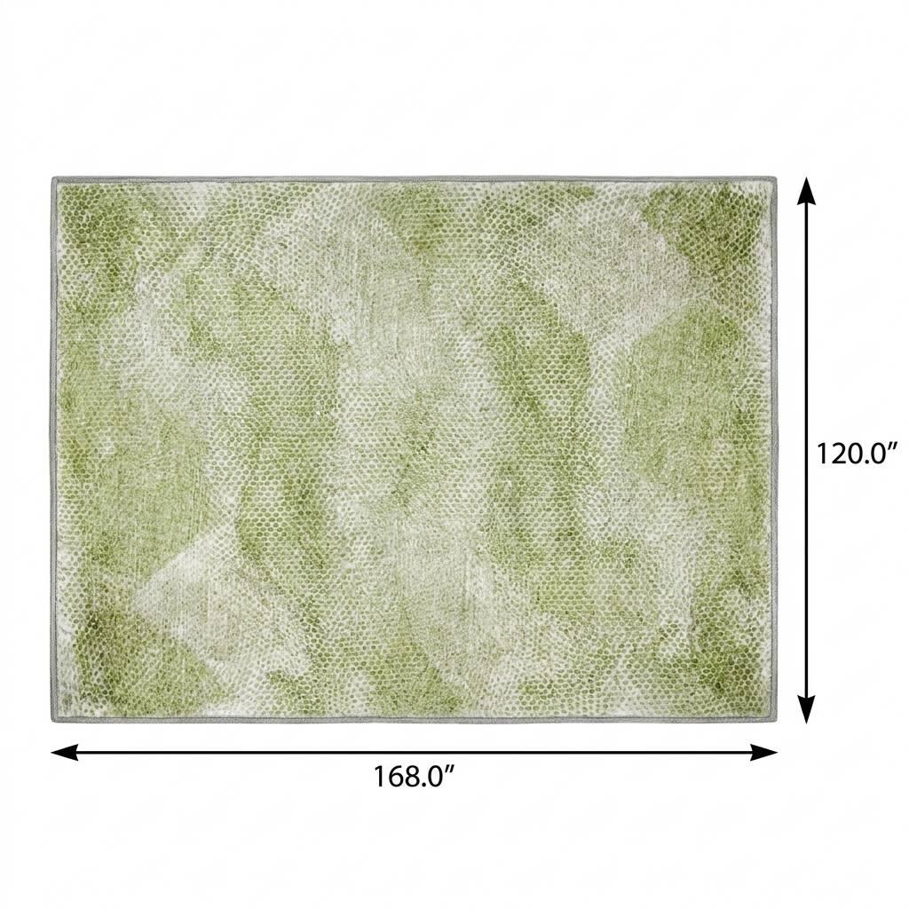 10' X 14' Mint Green And Ivory Geometric Shag Washable Area Rug With UV Protection - HomeRoots - Flyclothing LLC