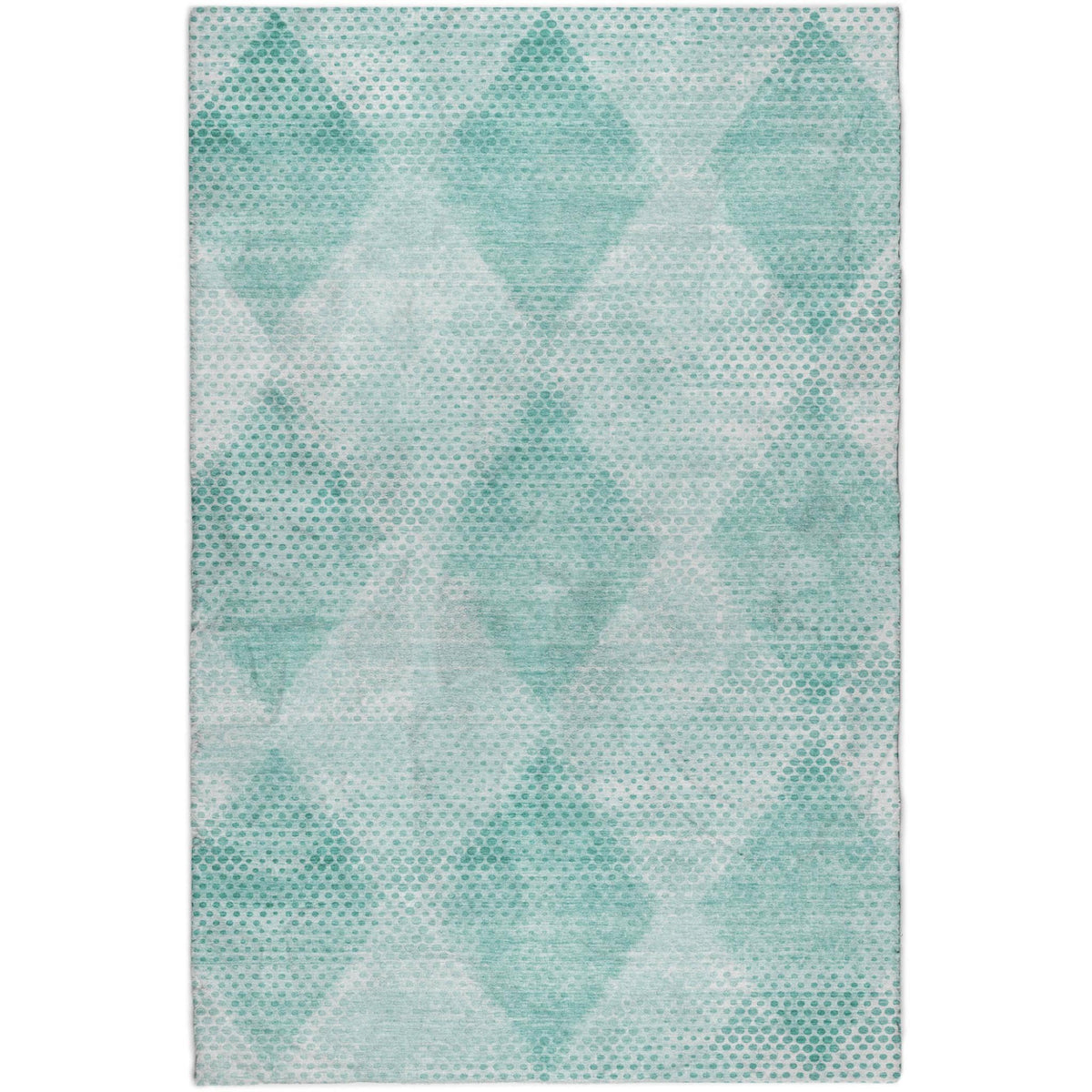 3' X 5' Teal And Ivory Geometric Shag Washable Area Rug With UV Protection - HomeRoots - Flyclothing LLC