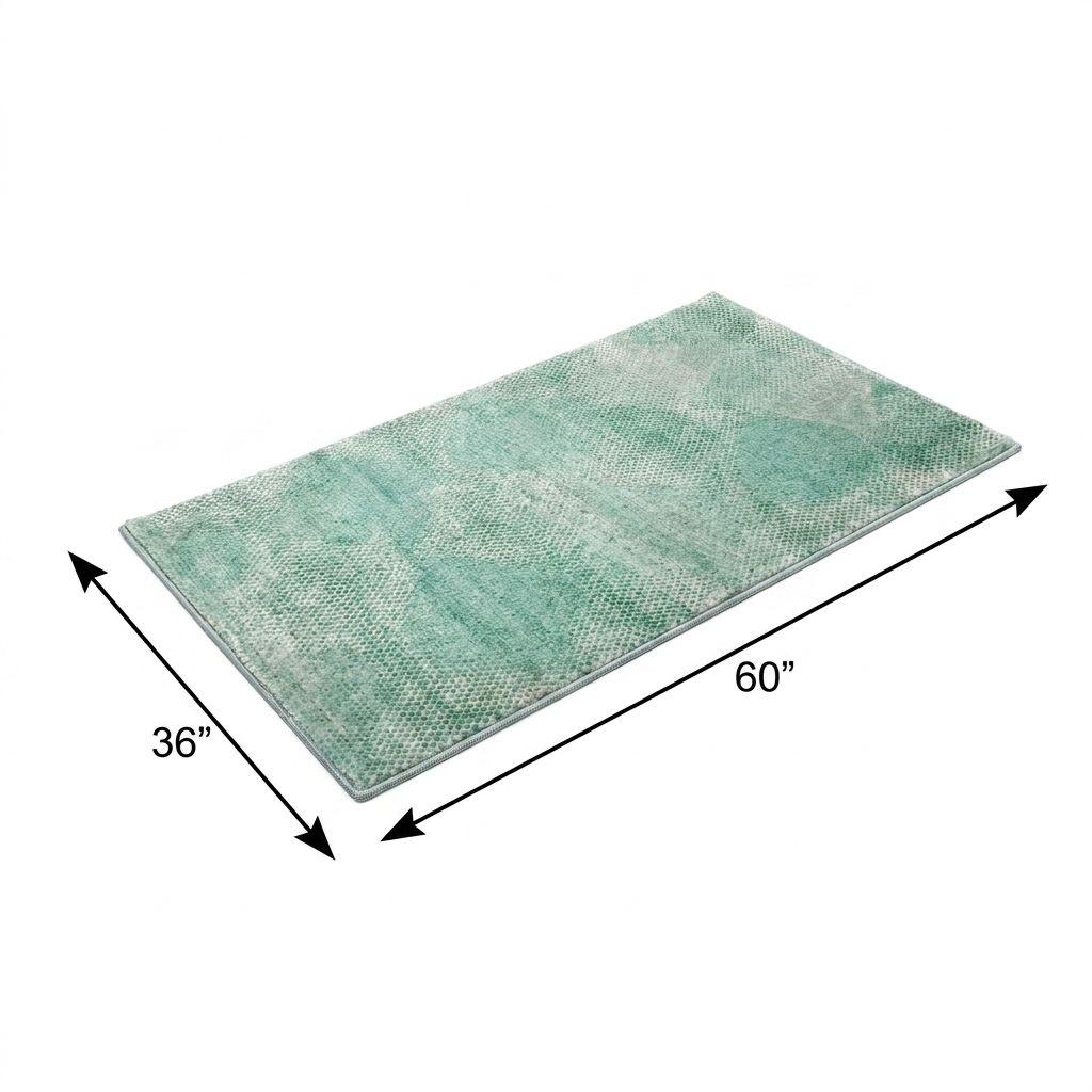 3' X 5' Teal And Ivory Geometric Shag Washable Area Rug With UV Protection - HomeRoots - Flyclothing LLC