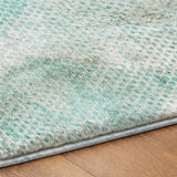 8' Teal And Ivory Geometric Shag Washable Round Rug With UV Protection - HomeRoots - Flyclothing LLC