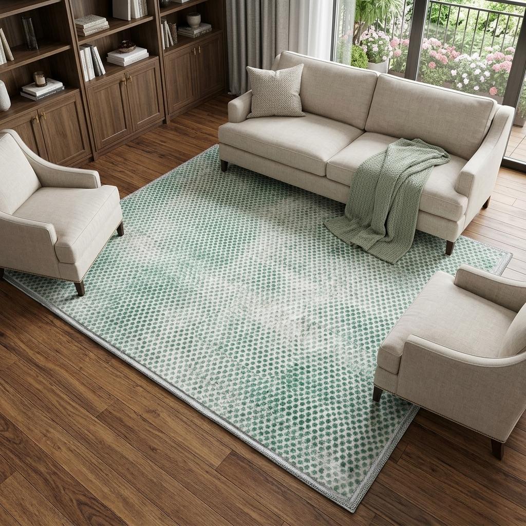 8' X 10' Teal And Ivory Geometric Shag Washable Area Rug With UV Protection - HomeRoots - Flyclothing LLC