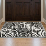 3' X 5' Black And Ivory Geometric Shag Washable Area Rug With UV Protection - HomeRoots - Flyclothing LLC