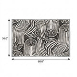 3' X 5' Black And Ivory Geometric Shag Washable Area Rug With UV Protection - HomeRoots - Flyclothing LLC