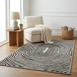 5' X 8' Black And Ivory Geometric Shag Washable Area Rug With UV Protection - HomeRoots - Flyclothing LLC