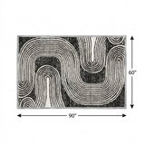 5' X 8' Black And Ivory Geometric Shag Washable Area Rug With UV Protection - HomeRoots - Flyclothing LLC