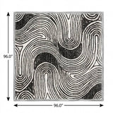 8' Black And Ivory Geometric Shag Washable Round Rug With UV Protection - HomeRoots - Flyclothing LLC