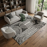 8' X 10' Black And Ivory Geometric Shag Washable Area Rug With UV Protection - HomeRoots - Flyclothing LLC