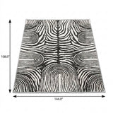 9' X 12' Black And Ivory Geometric Shag Washable Area Rug With UV Protection - HomeRoots - Flyclothing LLC