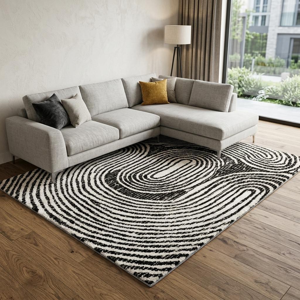 10' X 14' Black And Ivory Geometric Shag Washable Area Rug With UV Protection - HomeRoots - Flyclothing LLC