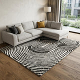 10' X 14' Black And Ivory Geometric Shag Washable Area Rug With UV Protection - HomeRoots - Flyclothing LLC