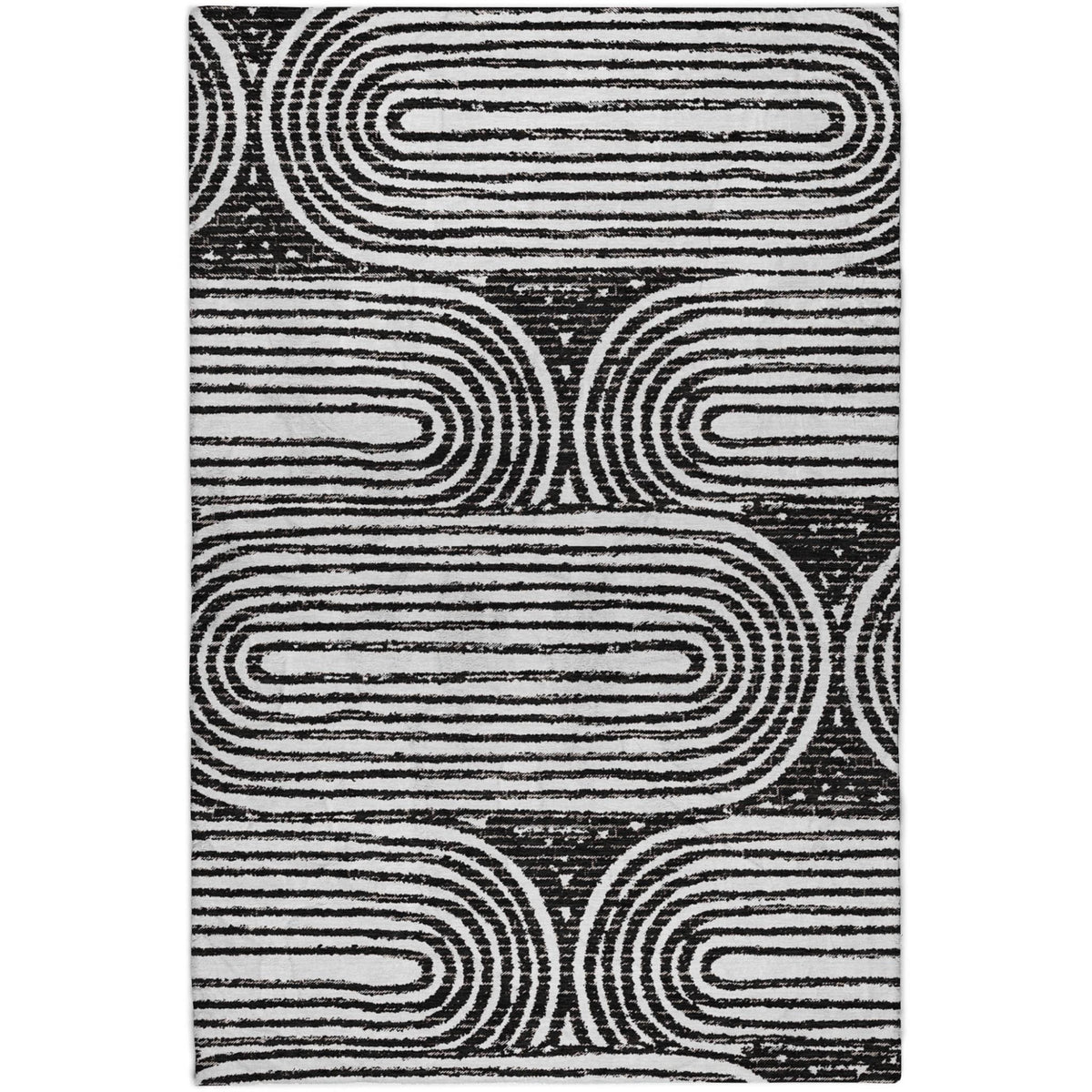 10' X 14' Black And Ivory Geometric Shag Washable Area Rug With UV Protection - HomeRoots - Flyclothing LLC