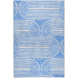 3' X 5' Blue And Ivory Geometric Shag Washable Area Rug With UV Protection - HomeRoots - Flyclothing LLC