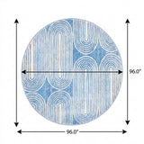 8' Blue And Ivory Geometric Shag Washable Round Rug With UV Protection - HomeRoots - Flyclothing LLC