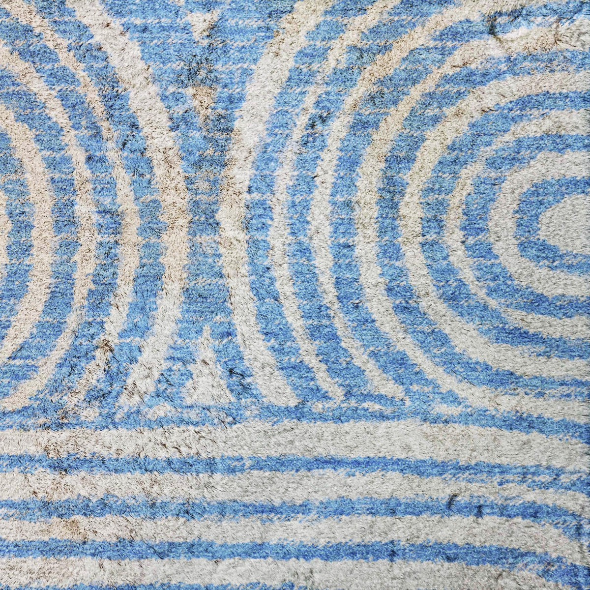 8' X 10' Blue And Ivory Geometric Shag Washable Area Rug With UV Protection - HomeRoots - Flyclothing LLC