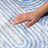 8' X 10' Blue And Ivory Geometric Shag Washable Area Rug With UV Protection - HomeRoots - Flyclothing LLC