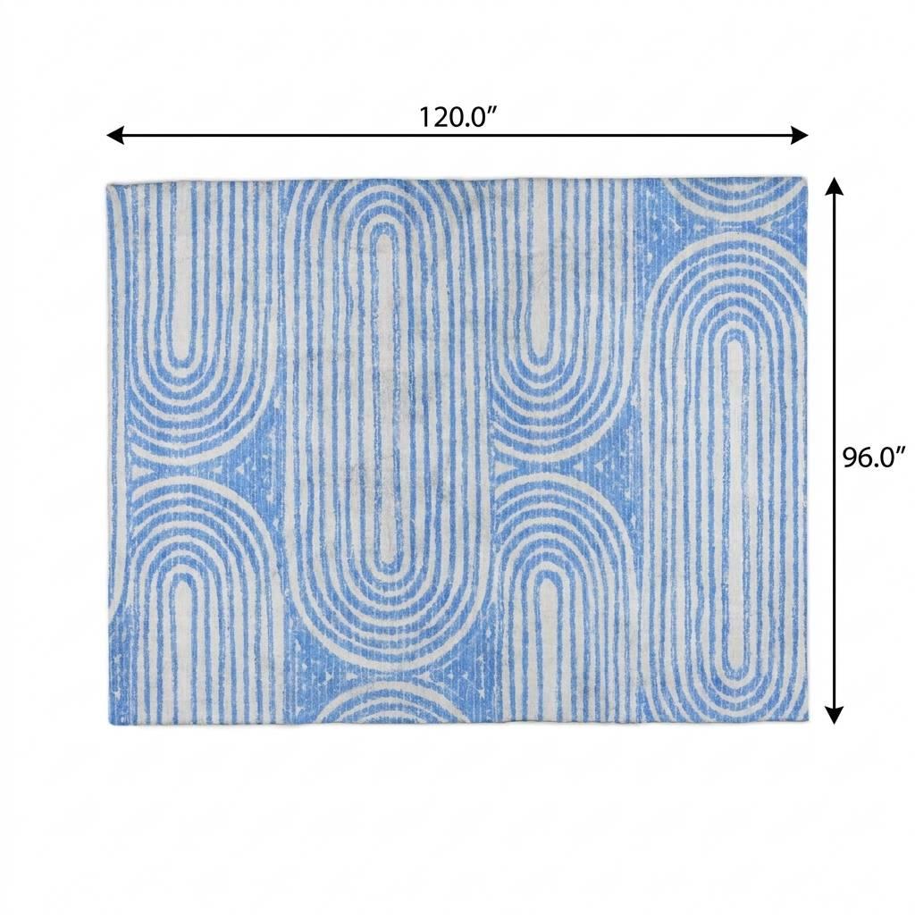 8' X 10' Blue And Ivory Geometric Shag Washable Area Rug With UV Protection - HomeRoots - Flyclothing LLC