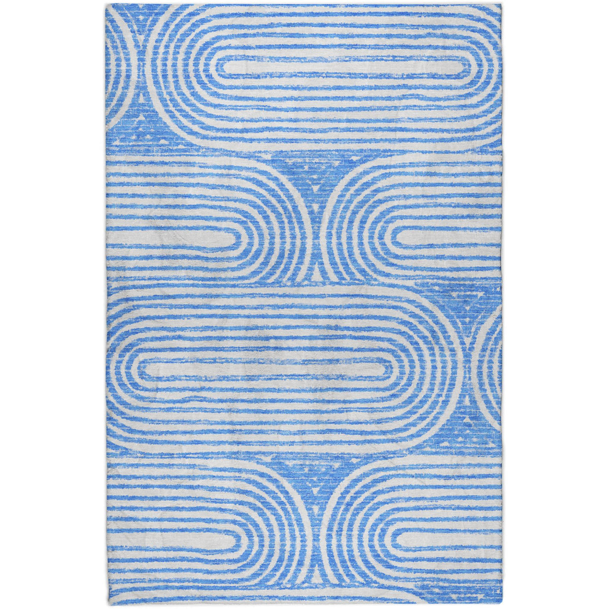9' X 12' Blue And Ivory Geometric Shag Washable Area Rug With UV Protection - HomeRoots - Flyclothing LLC