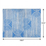 10' X 14' Blue And Ivory Geometric Shag Washable Area Rug With UV Protection - HomeRoots - Flyclothing LLC