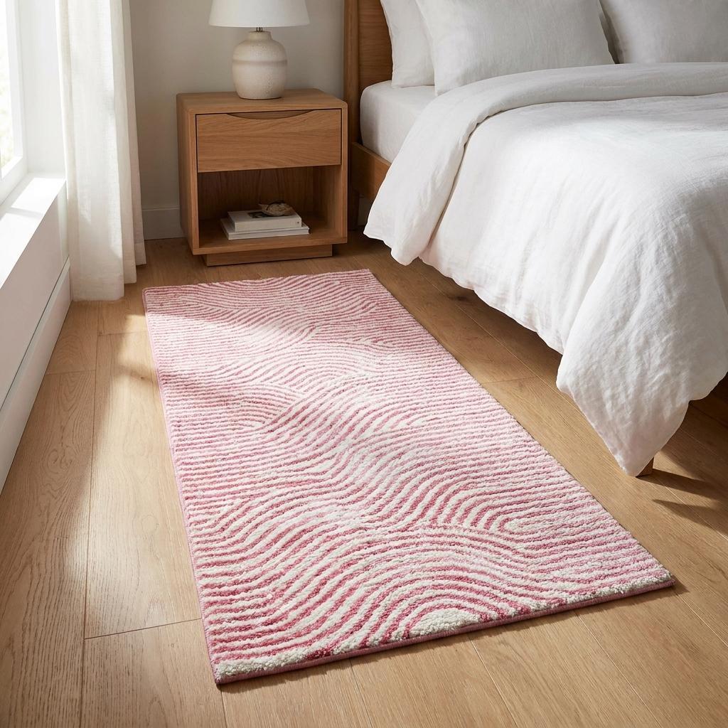 3' X 5' Blush And Ivory Geometric Shag Washable Area Rug With UV Protection - HomeRoots - Flyclothing LLC
