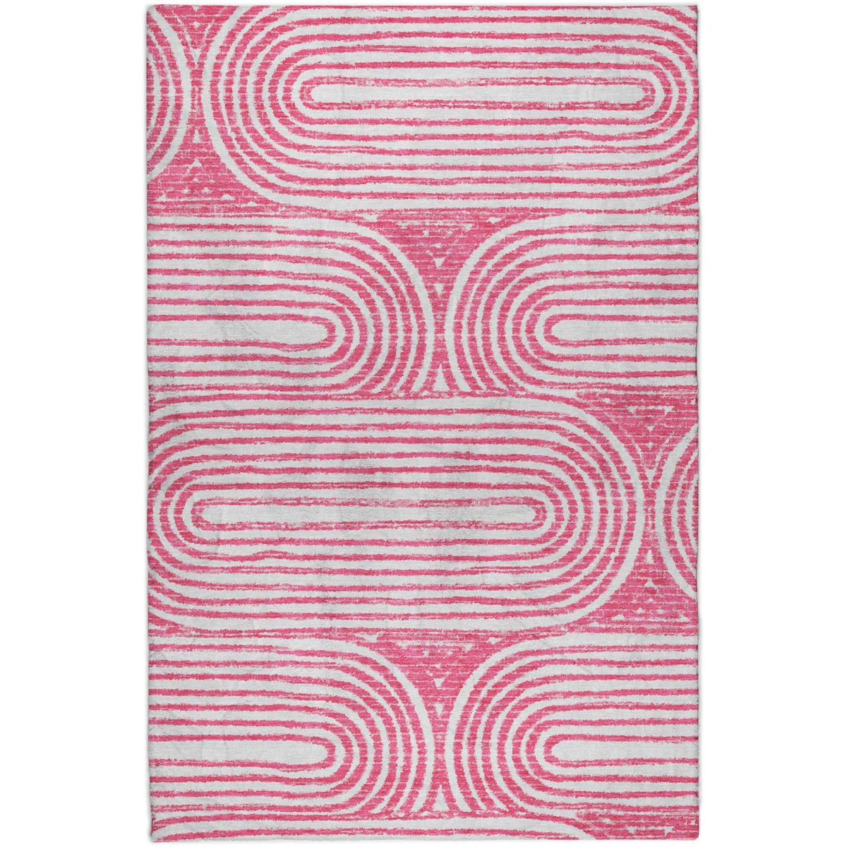 3' X 5' Blush And Ivory Geometric Shag Washable Area Rug With UV Protection - HomeRoots - Flyclothing LLC