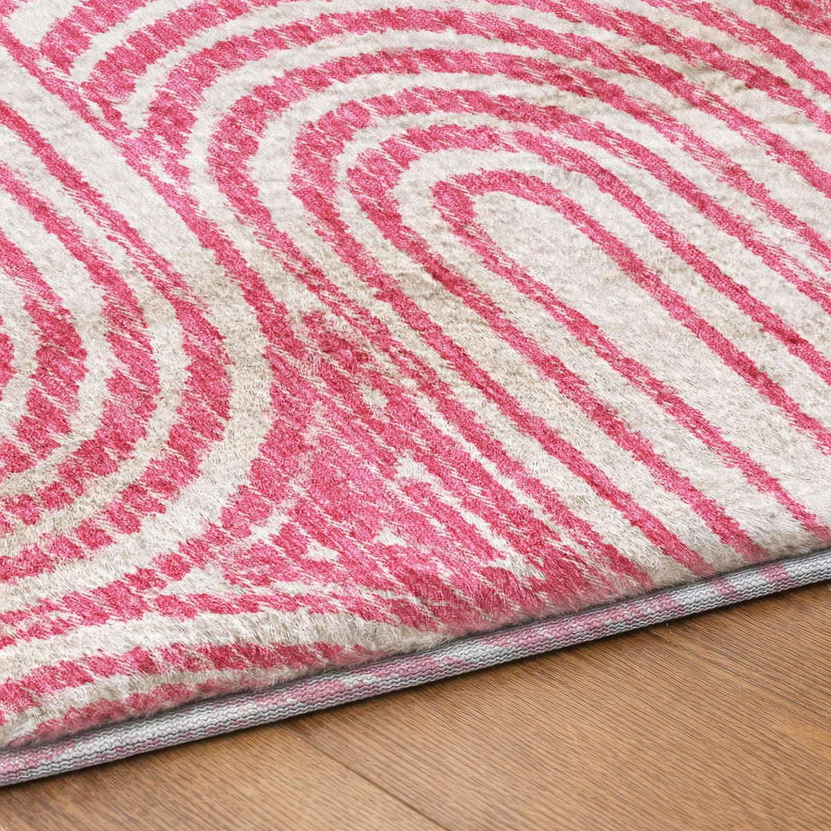 3' X 5' Blush And Ivory Geometric Shag Washable Area Rug With UV Protection - HomeRoots - Flyclothing LLC