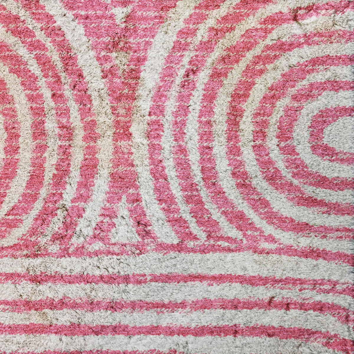 3' X 5' Blush And Ivory Geometric Shag Washable Area Rug With UV Protection - HomeRoots - Flyclothing LLC