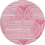 8' Blush And Ivory Geometric Shag Washable Round Rug With UV Protection - HomeRoots - Flyclothing LLC