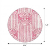 8' Blush And Ivory Geometric Shag Washable Round Rug With UV Protection - HomeRoots - Flyclothing LLC