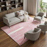 9' X 12' Blush And Ivory Geometric Shag Washable Area Rug With UV Protection - HomeRoots - Flyclothing LLC