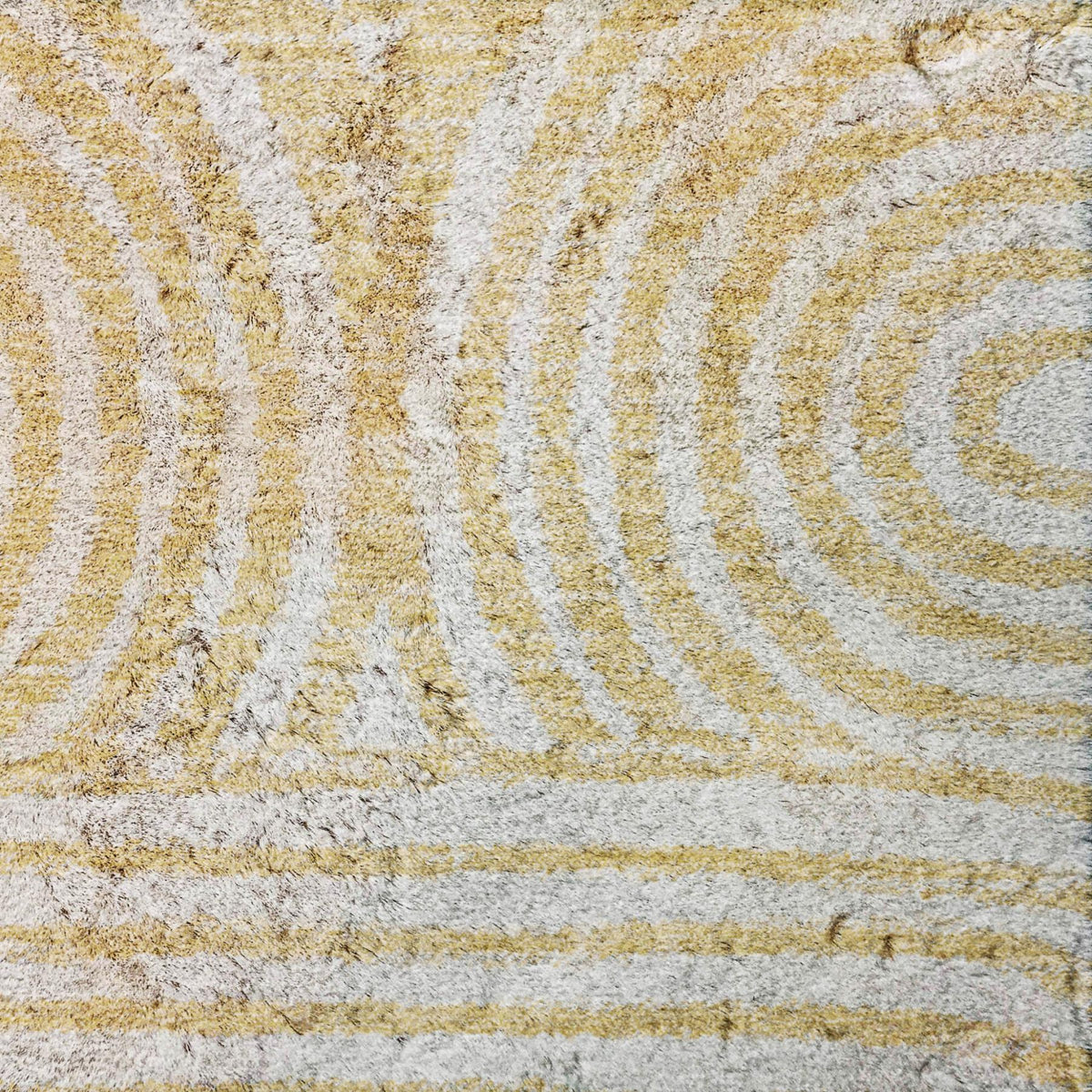 3' X 5' Gold And Ivory Geometric Shag Washable Area Rug With UV Protection - HomeRoots - Flyclothing LLC